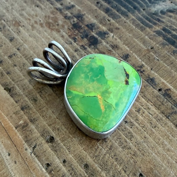 Vintage Sterling Silver & Ammolite Necklace Pendant - BEAUTIFUL! - Picture 2 of 5